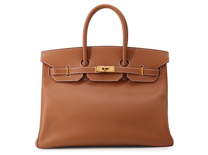 Hermès Bolsa Hermes Birkin 35 em couro Gold Courchevel Marrom Dourado