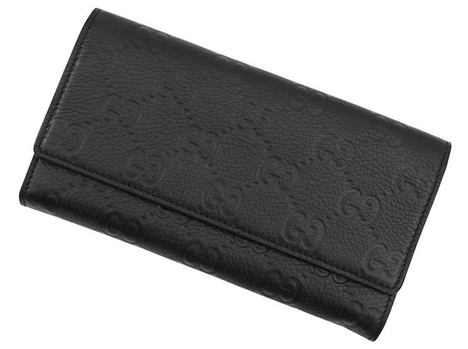 Gucci GG Emblem Continental Ledergeldbörse Schwarz