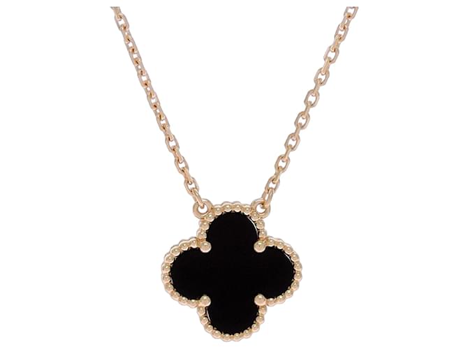 Van Cleef & Arpels Vintage Alhambra Onyx Necklace 