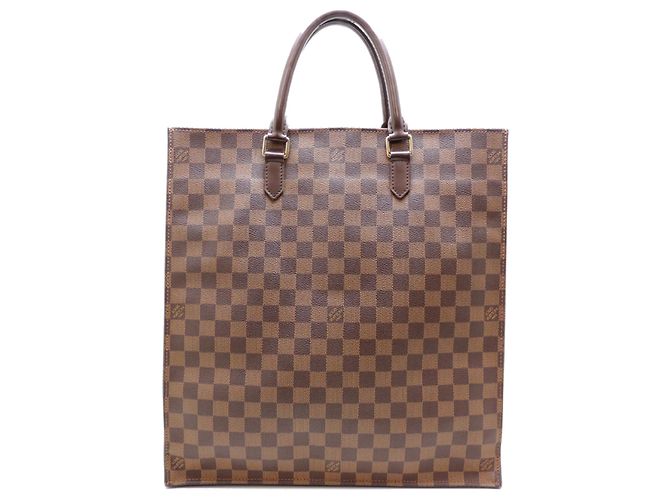 Louis Vuitton Sac Plat Handbag Marrom Damier ebene