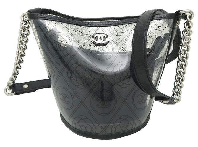 Borsa a tracolla a secchiello Chanel Camellia da donna Nero