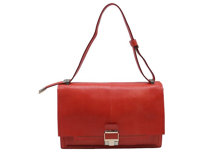 Bolsa Lanvin Partition em couro de cobra vermelho