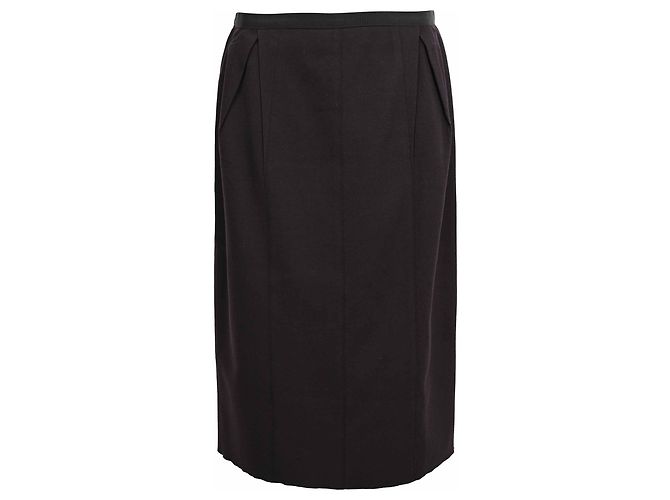 Lanvin Midi-Gerader Rock aus schwarzer Wolle