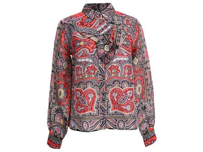 Camicetta con volant Etro con stampa paisley in seta multicolore