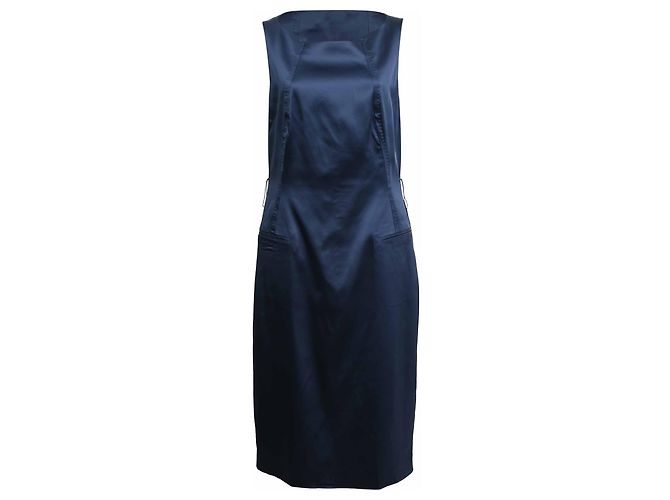 Hugo Boss Abito midi senza maniche Boss in acetato blu navy