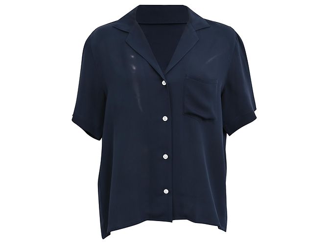 Camicia Mansur Gavriel in seta blu navy