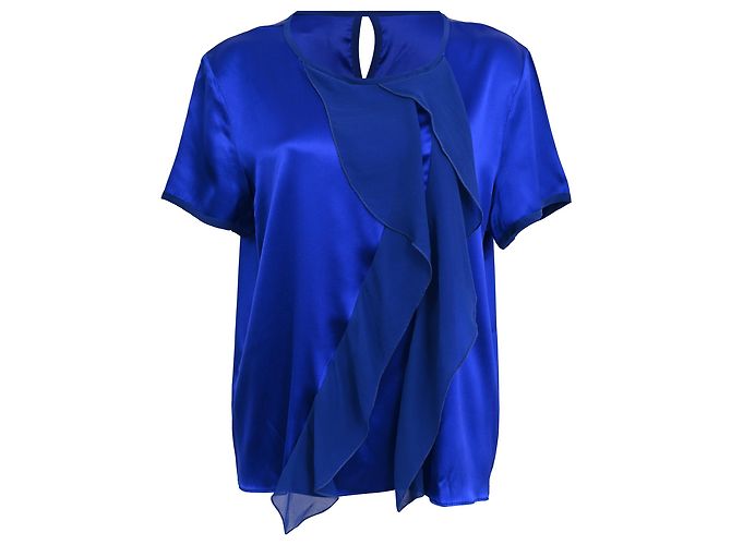 Camicetta con volant Etro in seta blu