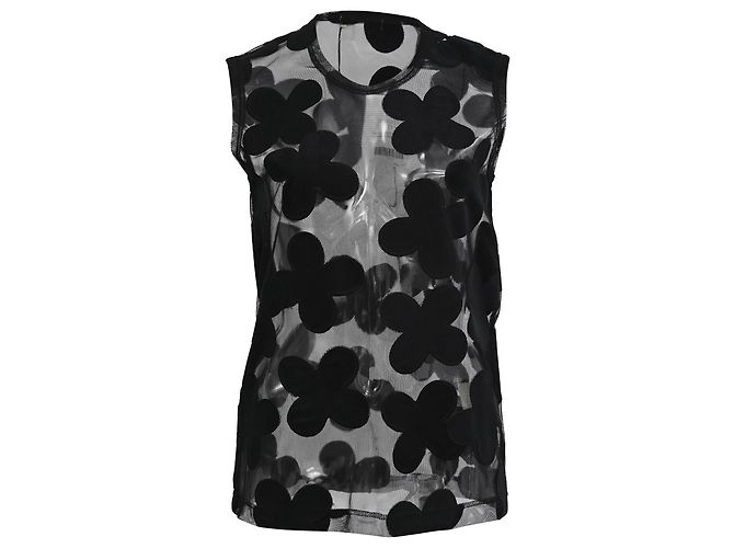 Comme Des Garcons Comme des Garçons Mesh-Bluse mit Blumen-Details, Schwarz, Polyester Python drucken