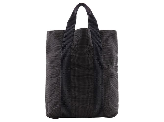 Hermès Bolsa Tote de lona de nylon Hermes Herline Marrom