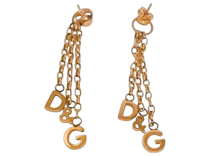 Boucles d'oreilles Dolce & Gabbana dorées à logo