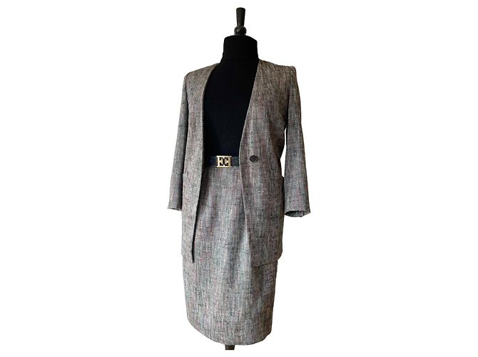 Traje de tweed Christian Dior Multicolor Gris