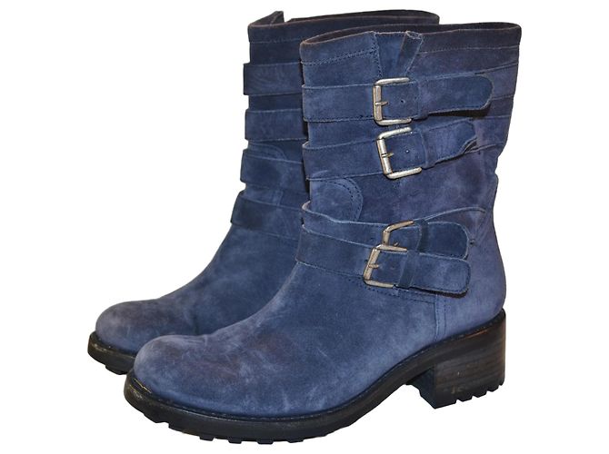 Botas Free Lance Geronimo de camurça azuis com fivelas Azul