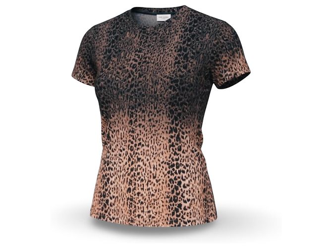 Saint Laurent Gradient Leopard Print T-Shirt Brown