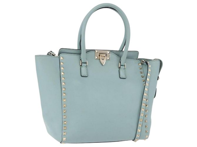 VALENTINO Handtasche aus Leder 2way Hellblau Gold Auth BA14317 Golden