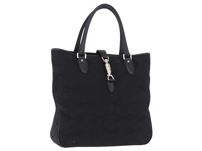 Borsa GUCCI Jackie in tela nera e oro 145818 Auth BA14468A Nero D'oro