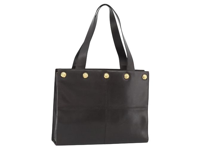 Borsa Tote Salvatore Ferragamo in pelle marrone e oro Auth ar14058 D'oro
