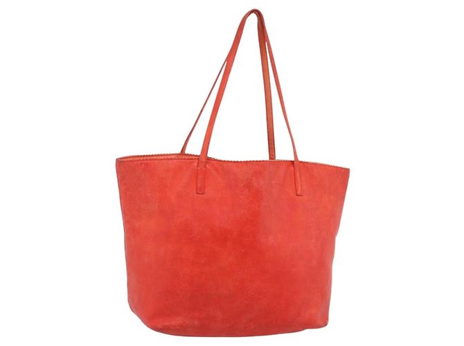 Bolsa Tote LOEWE de couro vermelho ouro Auth fm5379 Dourado