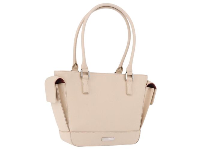 BURBERRY Handtasche aus Leder Beige Silber Auth ka5220A