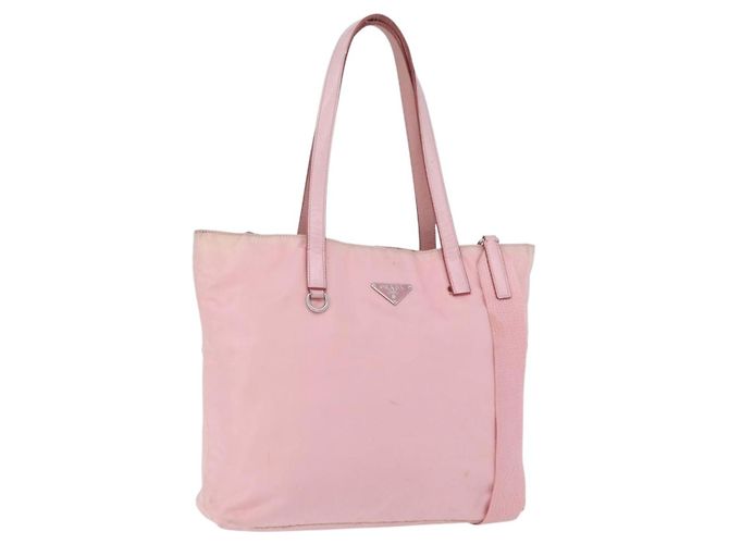 Borsa Tote PRADA Nylon 2way Rosa Argento Auth 192294