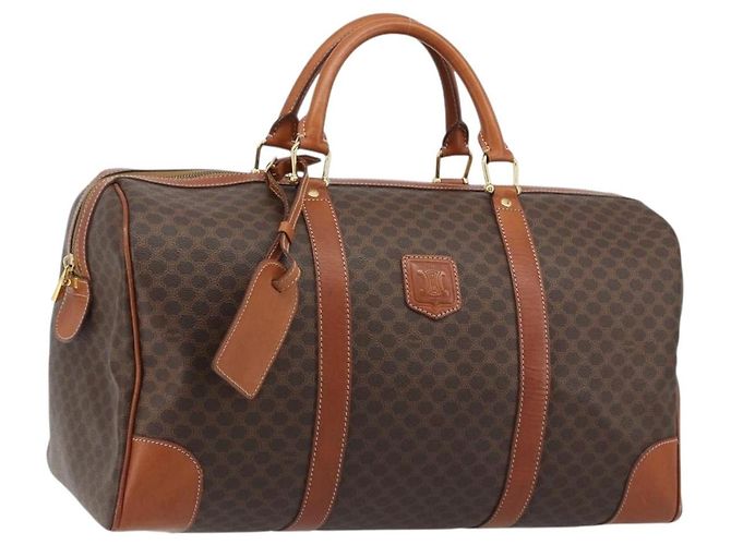 Céline Sac Boston CELINE Macadam Canvas PVC Cuir Marron Or Auth 190187A Doré
