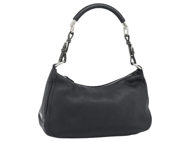 PRADA Handtasche aus Leder Schwarz Silber Auth 191866V