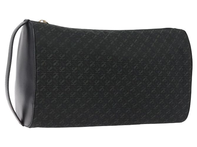 LOEWE Anagram Clutch Bag Canvas Schwarz Gold Auth bs36077V Golden