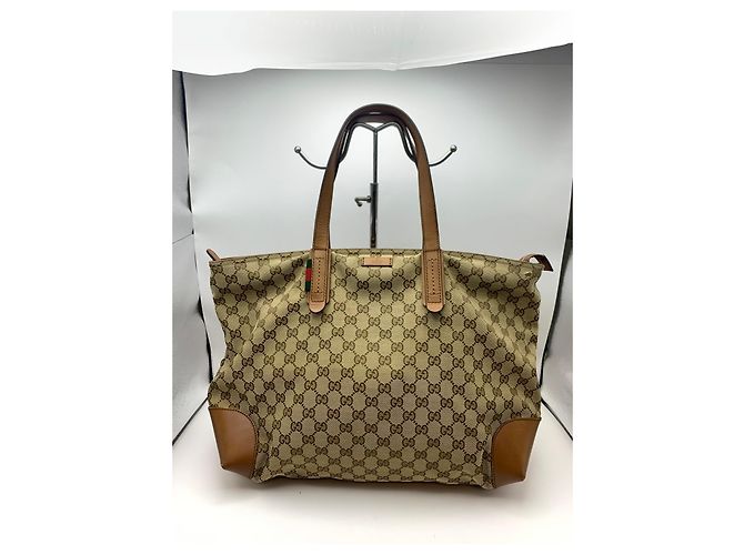 Gucci GG Canvas Web Sherry Line Sac Cabas Marron Beige
