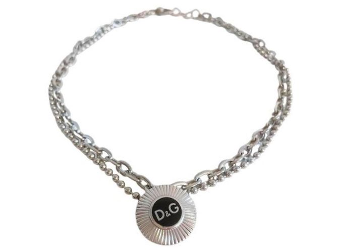 Dolce & Gabbana DJ1040 Halskette mit Logo-Medaillon Silber