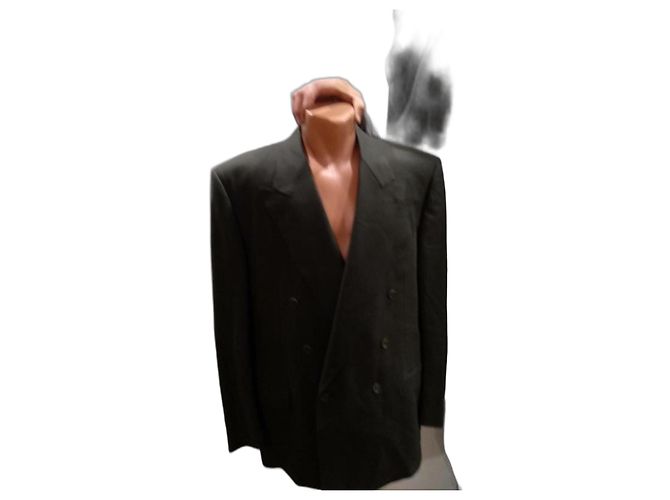 Lanvin Paris Double-Breasted Wool Suit Dark green
