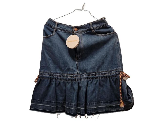 See By Chloé Gonna in denim con volant Blu