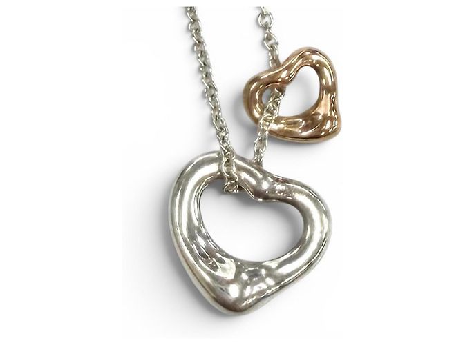 Tiffany & Co Colar com pingente Tiffany Elsa Peretti Open Heart Prata Dourado