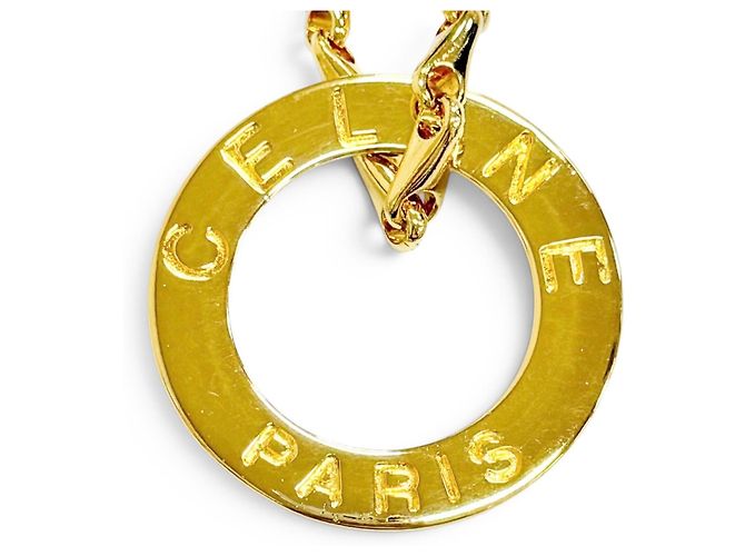 Céline Collana CELINE Vintage Circle Logo D'oro