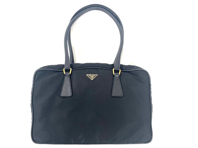 Tote Sac cabas Prada avec logo Triangle Noir