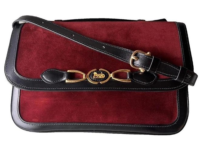 Céline Celine Sulky Sac Box Bordeaux Noir Rouge