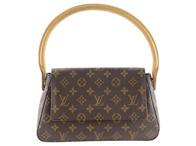 Bolsa de Ombro Louis Vuitton Mini Looping Monogram Marrom Bronze