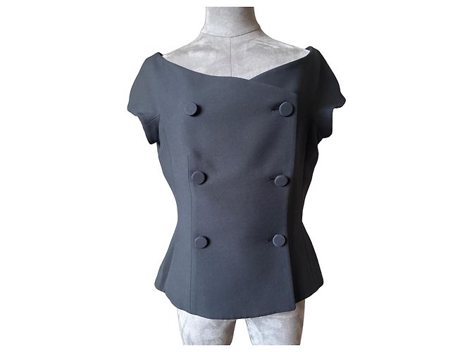 Christian Dior Bar Off-the-Shoulder Jacket in Black Wool and Silk