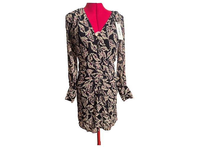 Ba&Sh Gizelle kurzes Kleid mit Print Schwarz Mehrfarben Lila