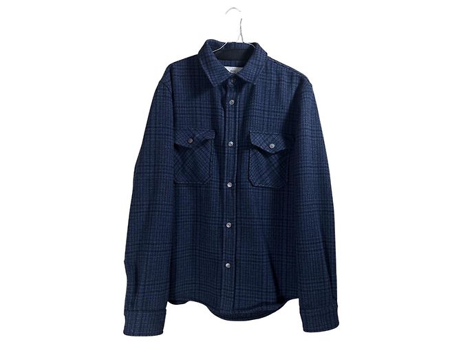 Woolrich Men's Plaid Wool Blend Shirt Jacket Dark blue