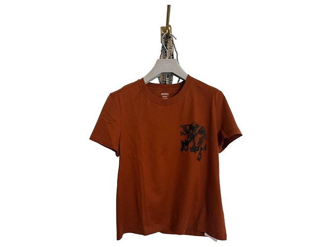 T-shirt Hermès Cartouche de algodão - Marron Alezan Marrom