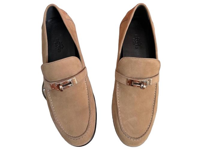 Mocassini Hermès Destin in capra Beige