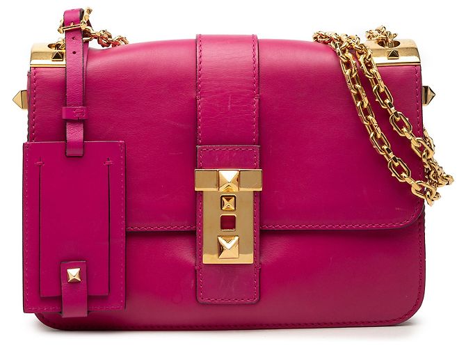 Valentino Pink Leather B Rockstud Flap Shoulder Bag