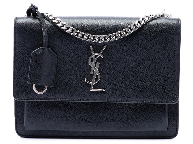 Bolsa transversal Monogram Sunset em couro de bezerro de grão médio preto Saint Laurent