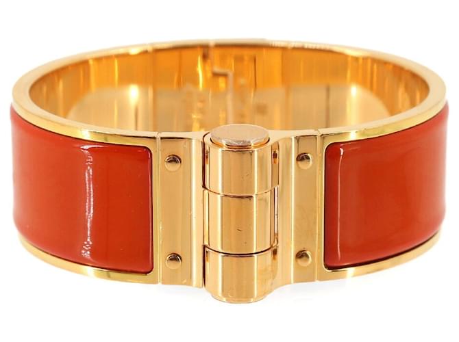 Hermès Hermes Charm Bracelet in Gold and Rouge Vif Red Golden 