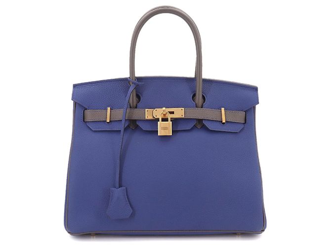 Hermès Bolsa Hermes Birkin 30 Azul Cinza