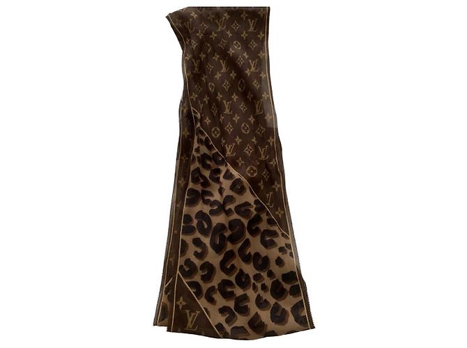 Louis Vuitton Monogram Leopard Seidentuch braun Leopardenprint