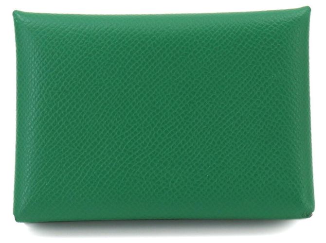 Hermès Tarjetero Hermes Calvi Duo Verso Verde Amarillo