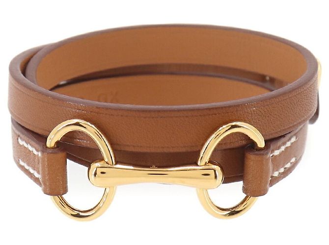Pulseira Hermès Triple Tour em couro marrom