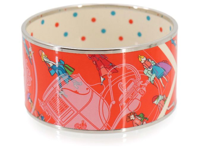 Hermès Pulsera Bangle Hermes Email TGM Plata Naranja 