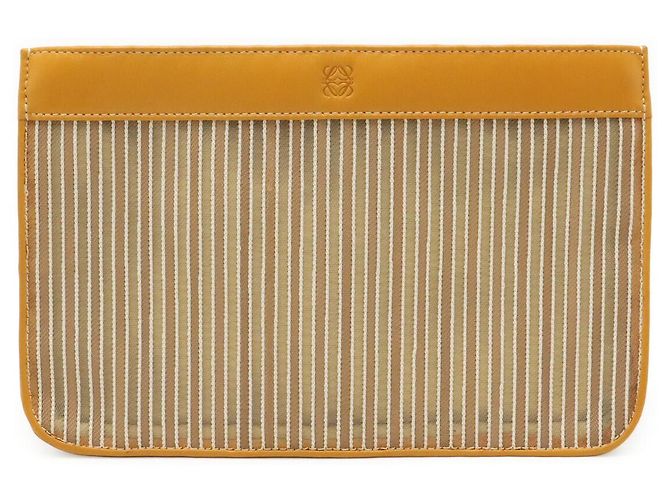 Pochette en cuir mesh Anagram Loewe Jaune