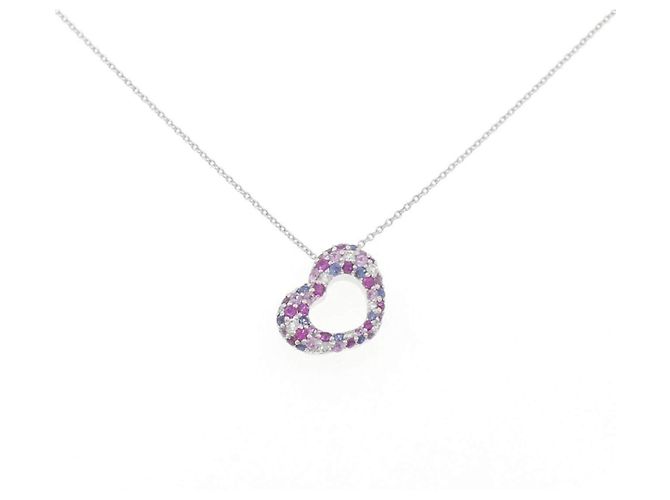 Autre Marque Collar Ponte Vecchio EMOZIONE MINIMO Au750 Diamond Sapphire Plata